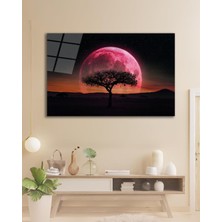 Ağaç Ay Manzara Cam Tablo Modern Ev Ofis Salon Hediyelik Büyük Tablo Duvar Dekoru