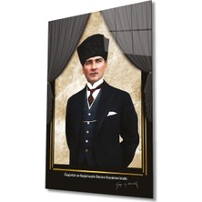 Atatürk Portre Cam Tablo Modern Ev Ofis Salon Hediyelik Büyük Tablo Duvar Dekoru