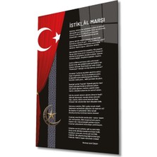 Istiklal Marşı ve Türk Bayrağı Cam Tablo Modern Ev Ofis Salon Hediyelik Büyük Tablo Duvar Dekoru