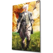 Atatürk Portre Cam Tablo Modern Ev Ofis Salon Hediyelik Büyük Tablo Duvar Dekoru