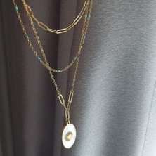 3 Lü Zincir Ay Çiçeği Çelik Kolye