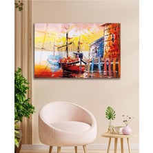 Soyut Manzara Deniz ve Gemi Cam Tablo , Ev Ofis Salon Hediyelik Duvar Dekoru