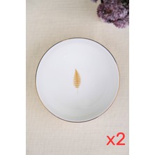 Tabak Evi Porselen Natura Fern Altın Yaldız Kase 13,50CM 2 Li