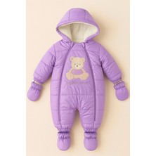 Sevimli Figürlü Kapüşonlu Içi Kürklü Patikli Eldivenli Bebek-Çocuk Astronot-Kozmonot Tulum Mont