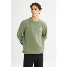 Regular Fit Normal Kesim Bisiklet Yaka Içi Polarlı Yeşil Sweatshirt