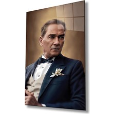 Atatürk Portre Cam Tablo Modern Ev Ofis Salon Hediyelik Büyük Tablo Duvar Dekoru