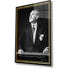 Atatürk Portre Cam Tablo Modern Ev Ofis Salon Hediyelik Büyük Tablo Duvar Dekoru