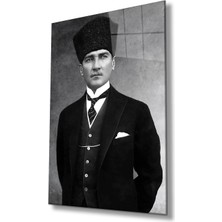 Atatürk Portre Cam Tablo Modern Ev Ofis Salon Hediyelik Büyük Tablo Duvar Dekoru