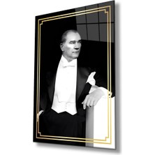 Atatürk Portre Cam Tablo Modern Ev Ofis Salon Hediyelik Büyük Tablo Duvar Dekoru