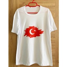 Edwol Türk Bayraklı Baskılı Siyah Erkek Unisex Tişört T-Shirt