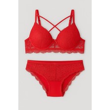 Kadın Danteli Balenli Destekli Dolgulu Sütyen Takımı Iç Çamaşır Takımı