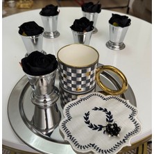 Dekoratif Gümüş Kaplama 6 Adet Gül Kovası Siyah Güller Dahildir