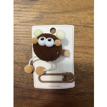 Kız Çocuk Kahve Tonlarında 2'li Pelüş Toka Figür Peluş Pensli Toka