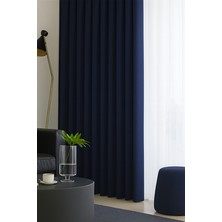 Lacivert Blackout, Işık Geçirmez, Karartma Perde, Pilesiz, Lüks, Tek Kanat, Güneşlik