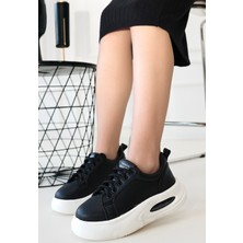 Beyaz Tabanlı Ortopedik Topuk Dikenine Karşı Özel Üretim Bağcıklı Spor Ayakkabı Cilt Siyah Topuk Boyu 4 cm