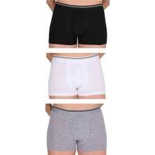 Berrak 1097 Erkek Likralı Boxer 3lü Paket -Beyaz,siyah,gri M