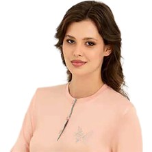 Rozalinda 3923 Kadın Kışlık Ön Üç Düğmeli O-Yaka Büyük Beden Pijama Takım