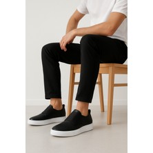 Growish GRE0173 Hakiki Deri Hafif Beyaz EVA Yüksek Taban Bantlı Günlük Siyah Rahat Erkek Casual Ayakkabı