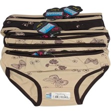 2566 Berrak  Kız  Kahverengii  Baskılı Bikini 6 Adet 1-2 Yaş