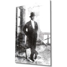 Atatürk Portre Cam Tablo Modern Ev Ofis Salon Hediyelik Büyük Tablo Duvar Dekoru