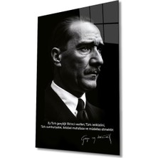 Atatürk Portre Cam Tablo Modern Ev Ofis Salon Hediyelik Büyük Tablo Duvar Dekoru