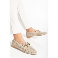 401 Bej Süet Delikli Günlük Kadın Babet