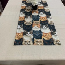 Kedi Desenli, Yüksek Kaliteli Dijital Baskılı Runner, Dayanıklı, Modern Tasarım 40X110 cm