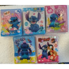 Stitch Figürlü Sulu Kapak Stickerli Mini Not Defteri 5 Li Set (6cm*5cm)