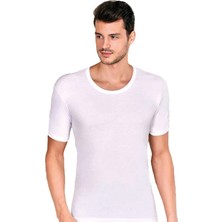 Berrak 1002 Erkek %100 Pamuk Kısa Kol Bisiklet Fanila 6lı Paket Beyaz S