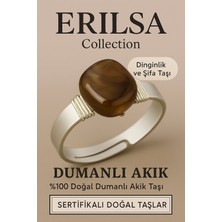 Sertifikalı Doğal Dumanlı Akik Taşı Yüzük – Ayarlanabilir Kalın Tımbıl Kasa
