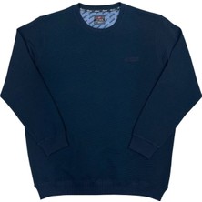 Annex Büyük Beden Erkek Lacivert Bisiklet Yaka Sweatshirt Kısa Kol Orta Kalınlıkta Konforlu Tasarım