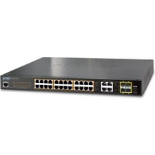 Yönetilebilir Gigabit Poe Switch (Managed Gigabit Poe Switch)<br>
24-Port 10/100/1000BASE-T Ieee 802.3AT/AF Poe+ Injector (Port 1 ile Port-24 Arası) (Port Başına 30.8 Watt) (Poe Güç Bütçesi Maks