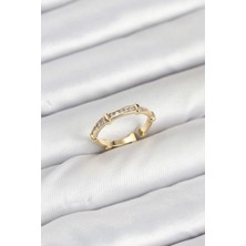 Pirinç Gold Renk Kemik Model Zirkon Taşlı Kadın Yüzük