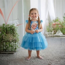bebexy Kız Çocuk Mavi Karlar Ülkesi Elsa Elbise,doğum Günü, Parti Elbisesi 5-12 Yaş