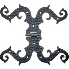 Antika Tarz Dekoratif Pirinç Süslü Menteşe - 190X170 Mm, Oksit