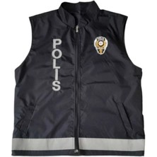 Yetişkin Polis Yeleği Kostümü | Reflektörlü Siyah Kostüm Yeleği