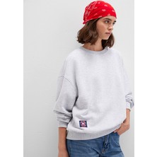 Mavi Sırt Baskılı Gri Sweatshirt 1S10364-87033