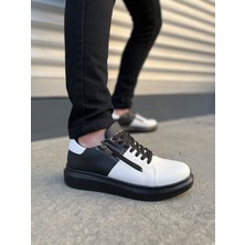 JY155 Warrior Bağcıklı ve Fermuarlı Cilt Erkek Günlük Sneaker Ayakkabı Cst - Siyah/beyaz