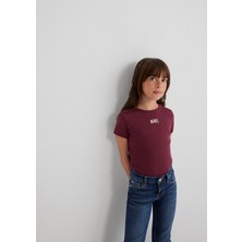 Mavi Mavi Logo Baskılı Bordo Tişört 7610350-70393