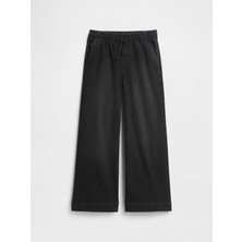 Gap Kız Çocuk Siyah Pull-On Wide-Leg Jean Pantolon