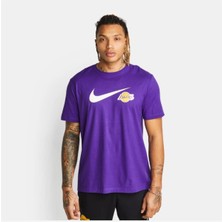 Los Angeles Lakers Swoosh Essential Erkek Mor Nba T-Shirt