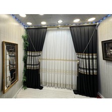 Nivemeshome Lotus Gold Işlemeli  1/2,5 Sık Pileli Tül Perde Apm