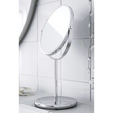 Binbirreyon Büyüteçli Çift Taraflı Krom Kaplama Çelik Masa Aynası Yuvarlak Tasarım Makyaj Traş İçin