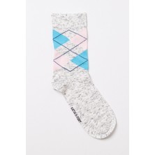 Çocuk Ekose Desenli Soket Çorap Gri