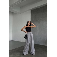 Üç Düğme Detayli Palazzo Pantolon