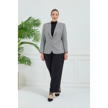Fagi Atelier Kadın Büyük Beden Ekoseli Klasik Ceket