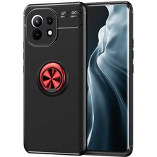 Xiaomi Mi 11 Kılıf Ata Ravel Silikon Kapak-Siyah-Kırmızı