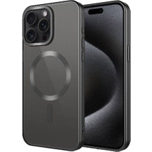 Apple iPhone 15 Pro Kılıf Mat Tasarımlı Magsafe Wireless Şarj Özellikli Ata Mat Setro Kapak-Siyah