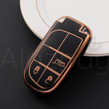 Fiat Egea 500X Jeep Grand Cherokee Wrangler Renegade Compass Chrysler R300C Gold Kenar Tpu Anahtar Kılıfı (1ADET)