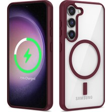 Galaxy S22 Plus Kılıf Magsafe Wireless Şarj Özellikli Silikon Ata Ege Kapak-Koyu Kırmızı